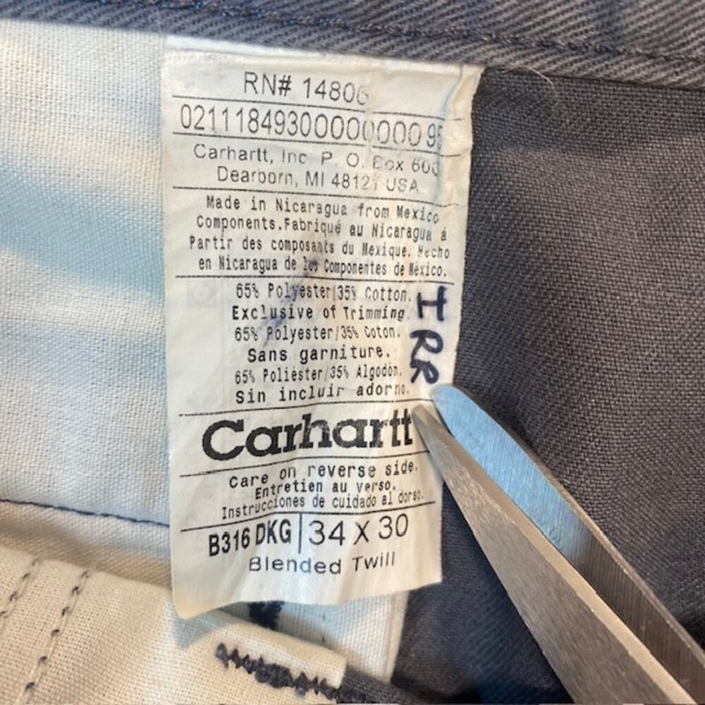 Y2K Carhartt Men Size 34x30 Blended Twill Gray Pants Slacks Ankle Length - Picture 4 of 6